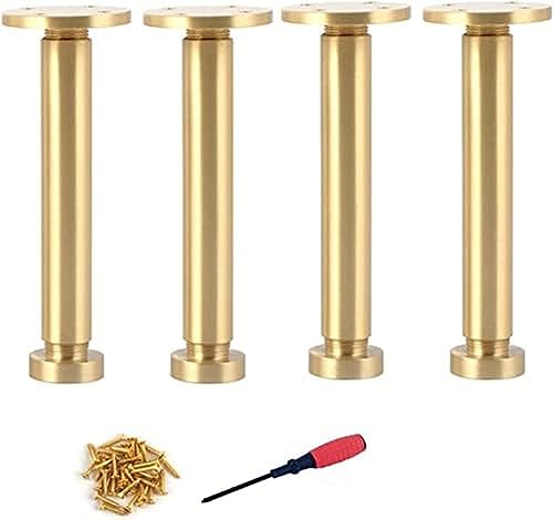 Bonny369 verstellbare Möbelbeine aus massivem Messing, Sofa-Stützbeine für Couchtisch, TV-Ständer, Badezimmerschrank, Couch, Stuhl, Gold-Finish, 180 mm, 4 Stück von Generisch