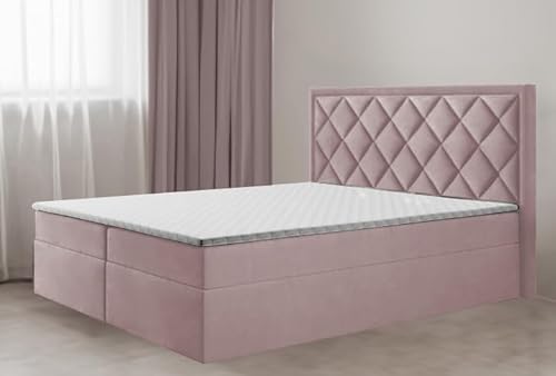 Boxspringbett DORMI Ohne Topper Federkern 140/160/180 x 200 cm Farbwahl ! (Rosa: ITAKA 38, 140 x 200cm) von Generisch