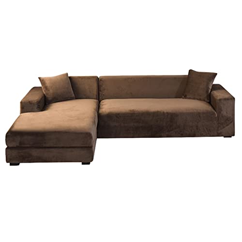 Braun Samt L-Form Ecksofa Sofabezug 2 Stück Anti-Rutsch Stretch Protector Weiche Möbelbezug für 3+2 Sitzer Ecksofas & Stilvolle Wohnkultur Braun Samt L-Form Ecksofa Sofabezug 2 Stück Anti-Rutsch Stretch Protector Weiche Möbelbezug für 3+2 Sitzer Ecksofas & Stilvolle Wohnkultur von Generisch