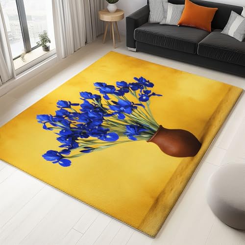 Braun Teppich Wohnzimmer 80x150cm rutschfest Kurzflor Kunstwolle Schlafzimmer Weich Teppich,Waschbar Florales Ölgemälde Vase Schwertlilien Bettvorleger Teppiche für Esszimmer Küchen Büro Bereich Dekor Braun Teppich Wohnzimmer 80x150cm rutschfest Kurzflor Kunstwolle Schlafzimmer Weich Teppich,Waschbar Florales Ölgemälde Vase Schwertlilien Bettvorleger Teppiche für Esszimmer Küchen Büro Bereich Dekor von Generisch