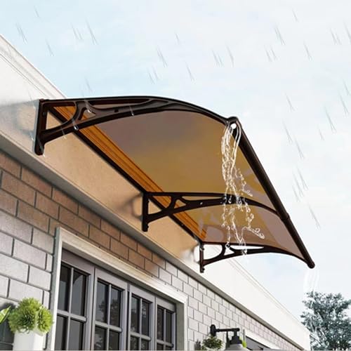 Braun Türvordach Haustürmarkise Polycarbonat Überkopfschutz Modern Pultvordach Wetterfest Sonnenschutz für Eingang Terrasse Balkon - Stilvolles Schwarzes Design von Generisch