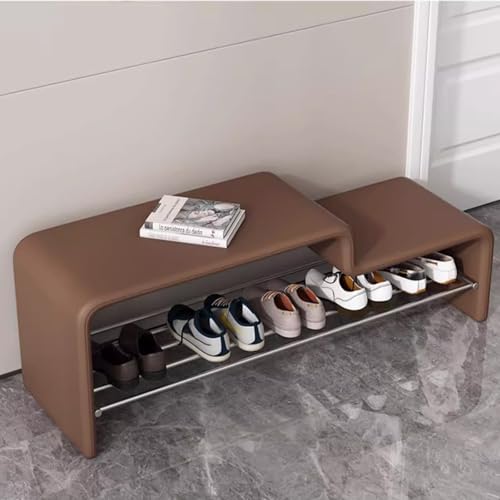Braune Aufbewahrungsbank mit Kissen, stilvolles Schuhregal, perfekt für Schlafzimmer, Wohnzimmer, Flur, 80 cm, modernes Design mit Ledersitz Braune Aufbewahrungsbank mit Kissen, stilvolles Schuhregal, perfekt für Schlafzimmer, Wohnzimmer, Flur, 80 cm, modernes Design mit Ledersitz von Generisch