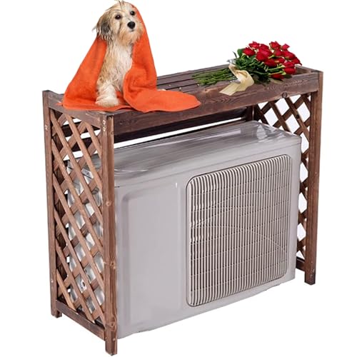 Braune Holz-Blumenständerbox – Klimaanlagenabdeckung mit Schallschutz für Wärmepumpe – Schutz für Außengeräte und (L x B x H) 81 x 32 x 70 cm von Generisch