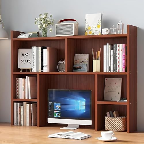 Brauner Schreibtischstall mit 2 Ebenen, Bücherregal für Computertisch, Büro oder Zuhause, Mehrzweck-Ausstellungsregal für Schlafsaal oder Schreibtischaufbewahrung (Größe: 120 x 90 x 20 cm) von Generisch