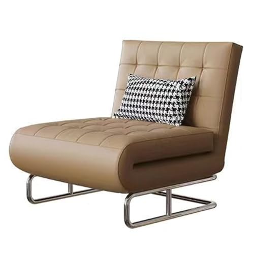 Brauner umwandelbarer Schlafsessel, Bett, 5-fach verstellbare Rückenlehne, Lounge, Couch, platzsparender Futonstuhl für Zuhause, Büro und kleine Räume von Generisch