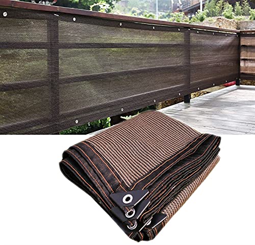 Braunes 90 % Schattentuch, strapazierfähig, für Zaun, Geländer und Gewächshaus, 5 x 10 m, mit Messingösen, ideal für Pool und Terrasse von Generisch