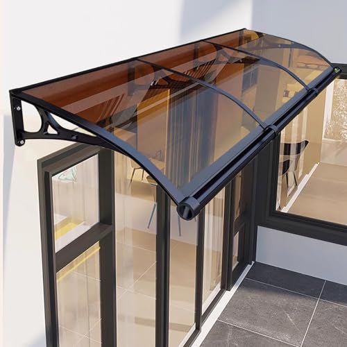 Braunes Fenstertür-Markisenvordach, UV-Regen- und Schneeschutz mit Aluminiumhalterung, Außentürmarkisen für Heimdekoration, 100 x 250 cm von Generisch