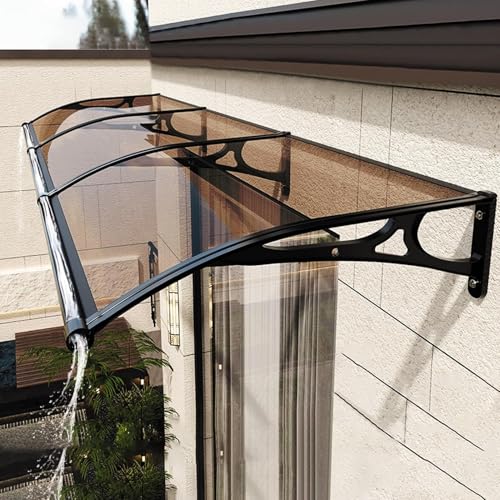 Braunes Polycarbonat-Rundbogen-Markise, 80 x 200 cm, Vordertürvordach mit beidseitiger Drainage, für Terrassen, Balkone, Traufe und Gartenschutz von Generisch