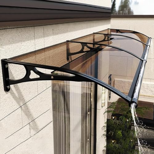 Braunes Polycarbonat-Türvordach, 120 x 420 cm (47 x 165 cm), Aluminiumhalterung, moderne Eingangsmarkise, robuster Outdoor-Unterstand für Haustür, stilvolle Veranda-Abdeckung von Generisch