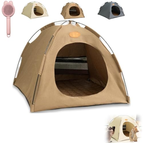 Breezyden Pop-Up Pet Tent,Portable Hideaway for Cats & Small Dogs,Pop Up Waterproof Cat Tent Foldable House, Fully Washable, No Assemble (Off-White, L(Fits Pets Under 7.5kg)) von Generisch