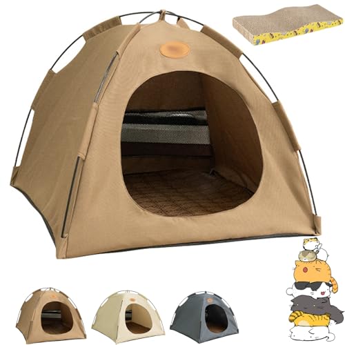 Breezyden Pop-Up Pet Tent – Foldable, Portable Hideaway for Cats and Small Dogs, Indoor and Outdoor Pet Tent House with Mesh Window, Pop-Up Design, Waterproof Cat Nest (Brown,S) von Generisch