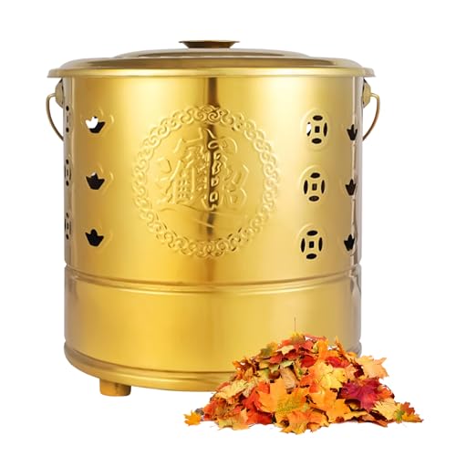 Brennfaesser Fuer Draussen - Edelstahl Verbrennungstonne Mit Tragegriff | Abdeckbare Tonne Traditionelle Rituale Zubehör Für Garten Balkon Terrasse Qingming Festival Brennfaesser Fuer Draussen - Edelstahl Verbrennungstonne Mit Tragegriff | Abdeckbare Tonne Traditionelle Rituale Zubehör Für Garten Balkon Terrasse Qingming Festival von Generisch