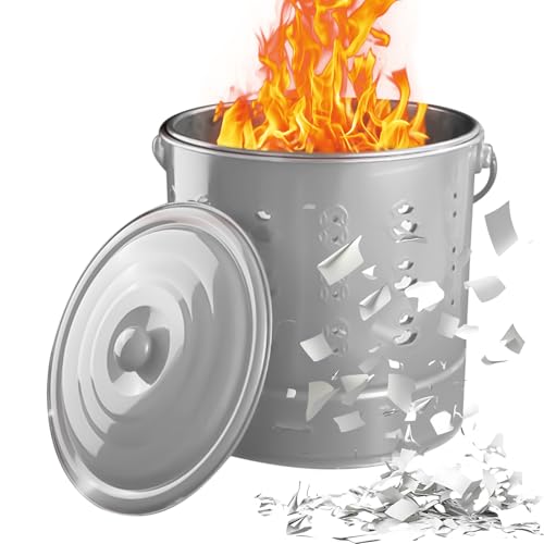 Brennkäfig – Edelstahl-Papier-Mülleimer mit Deckel, Gelddosenbrenner für Holzkamine im Freien, Camping, , Gärtner, Bauernhof, Garten, Balkon, , Landschaftsgestalter von Generisch