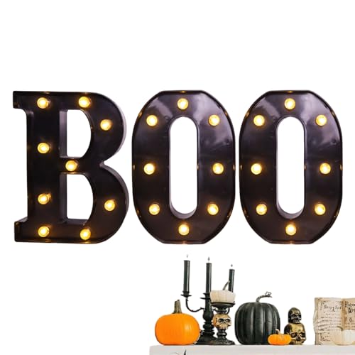 Briefe Boo Schild - Wiederverwendbare Halloween -Dekorationen Festzelt Briefe | Warmfarbene LED Boo Signn Big Light Up Letter | Boo Schild Halloween Decor für Küche, Kaminparty, Innenräume von Generisch