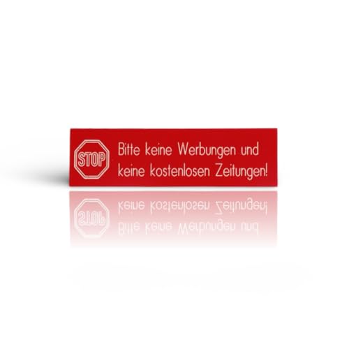 Briefkastenschild in Rot "STOP - Bitte keine Werbung und kostenlosen Zeitungen" von Generisch