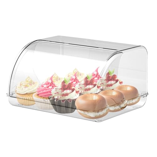 Brot Aufbewahrungsbox - Transparenter Brotkasten Aus Acryl - Zur Aufbewahrung Verschiedener Lebensmittel,Obst,Kosmetika,Teekannen,Geschirr,Transparente Tür Mit Aufrollbarem Deckel für Einfachen Zugang von Generisch