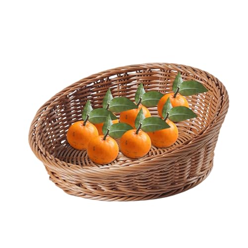 Brotkorb, gewebter Servierkorb für Brot, abgeschrägter Organizer, Rattan-Tablett für , Kartoffeln, Süßigkeiten, Snacks, Gebäck, Banane Brotkorb, gewebter Servierkorb für Brot, abgeschrägter Organizer, Rattan-Tablett für , Kartoffeln, Süßigkeiten, Snacks, Gebäck, Banane von Generisch