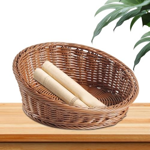 Brotkorb – geflochtener Korb zum Servieren von Brot, geneigter Organizer für Küche, Tablett aus Kunstfaser für , Pommes Frites, Süßigkeiten, Snacks, Bananen, - und Gemüsebehälter für Brotkorb – geflochtener Korb zum Servieren von Brot, geneigter Organizer für Küche, Tablett aus Kunstfaser für , Pommes Frites, Süßigkeiten, Snacks, Bananen, - und Gemüsebehälter für von Generisch