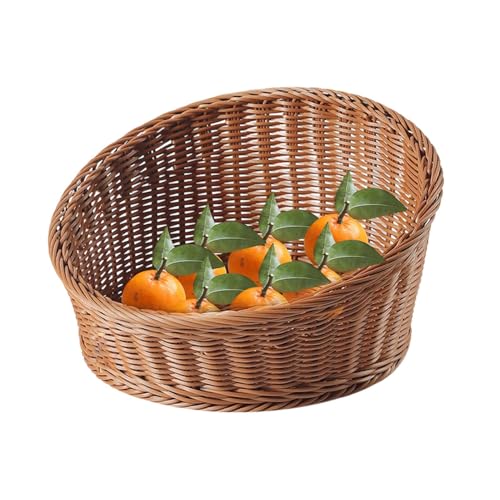 Brotkorb | geflochtener Korb zur Aufbewahrung von Brot – geneigter Organizer aus Imitation, Rattan-Tablett für Tisch Restaurant Bakery Picknick von Generisch