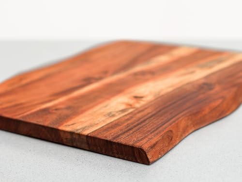 Brotzeitbrett rustikal mit Baumkante I Schneidebrett Holz 38x30 I Servierbrett 2cm Stark I Holzbrett für Küche braun I Frühstücksbrett von Generisch