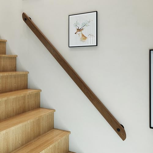 Brown Holzhandläufe für Treppengeländer Rutschfeste Treppenhandläufe mit Halterungen Stützstange & Haltegriff Komplettset (150cm 149.9 cm) – Sicherer Treppenschutz von Generisch