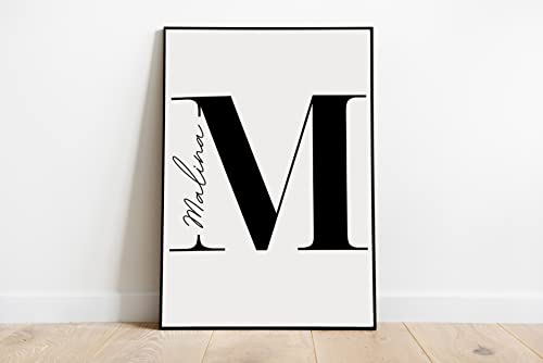 Personalisiertes Buchstabenposter, schwarz-weiß, Premium Papier, Kunstdruck Wandposter Wanddeko minimalistisch, Wohnzimmerposter mit Namen Namensposter Geschenkidee 40x30cm von Generisch