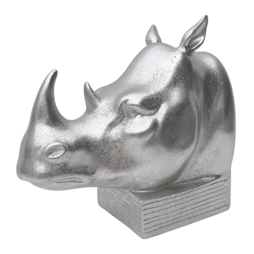 Buchstütze Deko Figur Nashorn Rino Rhinozeros Silber Dekoobjekt Skulptur Statue Buchstütze Deko Figur Nashorn Rino Rhinozeros Silber Dekoobjekt Skulptur Statue von Generisch