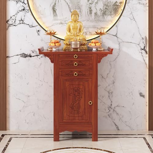 Buddha Altar Regal Schrein - Feng Shui Statue Vitrine für Reichtum und Wohlstand, spezielles Tischzubehör Theke für spirituelle Platzierung von Generisch
