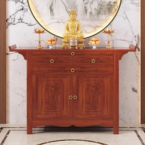Buddha Altar Regal Schrein - Feng Shui Statue Vitrine für Reichtum und Wohlstand, spezielles Tischzubehör Theke für spirituelle Platzierung Buddha Altar Regal Schrein - Feng Shui Statue Vitrine für Reichtum und Wohlstand, spezielles Tischzubehör Theke für spirituelle Platzierung von Generisch