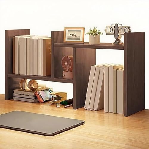 BüCherregal Schreibtischregal Fürs Büro, Schreibtisch Organizer Regal, Doppel H Display, Mehrzweck Tischregal Schreibtisch Für Heimdekoration(Brown,70cm/27.5in) von Generisch