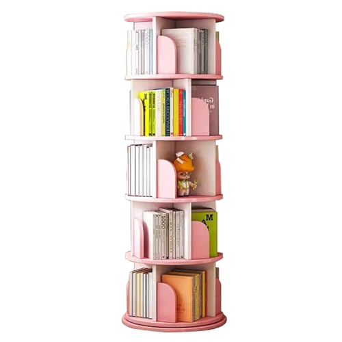 Bücherregal, 5-stöckig, drehbar, 360°-Display, hochdichtes Bücherregal, stapelbare Regale mit Schallwand, Eckregal, Bodenstehend, Bücherregal, Aufbewahrungsregal für Schlafzimmer, Wohnzimmer Bücherregal, 5-stöckig, drehbar, 360°-Display, hochdichtes Bücherregal, stapelbare Regale mit Schallwand, Eckregal, Bodenstehend, Bücherregal, Aufbewahrungsregal für Schlafzimmer, Wohnzimmer von Generisch