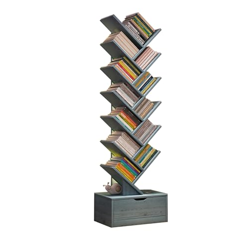 Bücherregal Baum aus Holz – vertikaler moderner Bücherregal-Organizer mit Schublade für Home Office, Wohnzimmer, Schlafzimmer – stilvolle Aufbewahrungslösung Bücherregal Baum aus Holz – vertikaler moderner Bücherregal-Organizer mit Schublade für Home Office, Wohnzimmer, Schlafzimmer – stilvolle Aufbewahrungslösung von Generisch