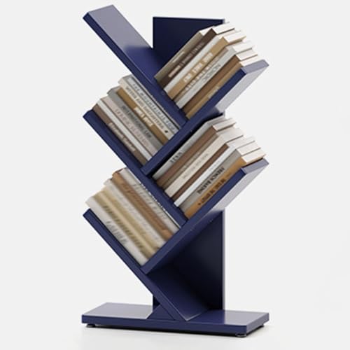 Bücherregal aus Massivholz, 5-stöckig, freistehend, mit Anti-Kipp-Design, schmaler Präsentationsständer für Wohnzimmer, Zeitschriften, Büro - Blaues Finish, perfekte Aufbewahrungslösung Bücherregal aus Massivholz, 5-stöckig, freistehend, mit Anti-Kipp-Design, schmaler Präsentationsständer für Wohnzimmer, Zeitschriften, Büro - Blaues Finish, perfekte Aufbewahrungslösung von Generisch