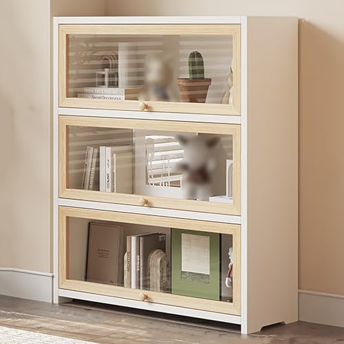 Bücherregal aus Massivholz, industrieller Aufbewahrungsschrank mit nach innen klappbarer Tür, bodenstehendes Display für vielseitige Aufbewahrung im Schlafzimmer, Büro, Küche, Wohnzimmer von Generisch