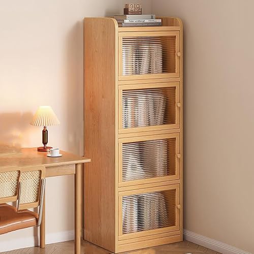 Bücherregal aus Massivholz mit Glastüren, freistehendes Bücherregal für Schlafzimmer, Wohnzimmer, Büro, eleganter Aufbewahrungs-Organizer für Bücher und Ausstellungsgegenstände von Generisch