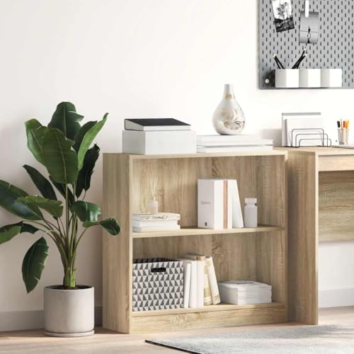 Bücherregal mit 2 Etagen, Sonoma-Eiche, platzsparendes Regal für Wohnzimmer, Büro, Zuhause, elegantes Design, 80 x 24 x 75 cm Bücherregal mit 2 Etagen, Sonoma-Eiche, platzsparendes Regal für Wohnzimmer, Büro, Zuhause, elegantes Design, 80 x 24 x 75 cm von Generisch