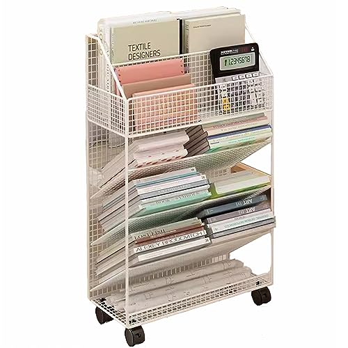 Bücherregal mit 5 Ebenen, Metall, mit Rollen, mobiler Buchwagen & Zeitschriftenständer, vielseitiges Bodenregal für Schreibtisch, praktische Aufbewahrungslösung für Zuhause & Büro Bücherregal mit 5 Ebenen, Metall, mit Rollen, mobiler Buchwagen & Zeitschriftenständer, vielseitiges Bodenregal für Schreibtisch, praktische Aufbewahrungslösung für Zuhause & Büro von Generisch