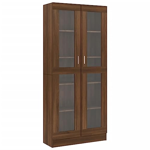 Bücherregal mit 5 Etagen, Glastüren und 5 Würfelregalen, Braun + Eichenholz-Finish, ideal für Schlafzimmer, Wohnzimmer, Küche, Heimbüro, 185 x 82 cm Bücherregal mit 5 Etagen, Glastüren und 5 Würfelregalen, Braun + Eichenholz-Finish, ideal für Schlafzimmer, Wohnzimmer, Küche, Heimbüro, 185 x 82 cm von Generisch
