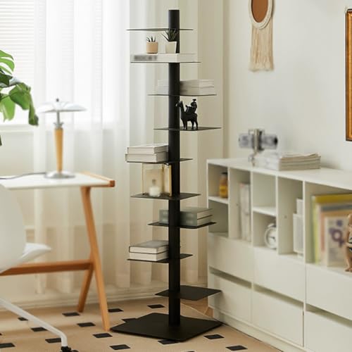Bücherregal mit 9 Ebenen, unsichtbares Bücherregal, höhenverstellbar, vertikaler Rücken, Buchturm, drehbares Bücherregal, Ständer für Bücher, Fotos, Kunstwerke, Topfpflanzen, Schwarz Bücherregal mit 9 Ebenen, unsichtbares Bücherregal, höhenverstellbar, vertikaler Rücken, Buchturm, drehbares Bücherregal, Ständer für Bücher, Fotos, Kunstwerke, Topfpflanzen, Schwarz von Generisch
