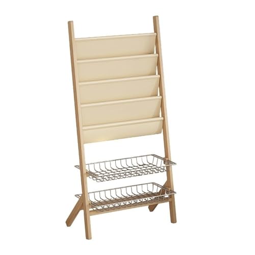 Bücherregal mit Holzboden, Zeitschriftenständer, 5-stöckiges Leiterregal mit großer Kapazität für Büro, Wohnzimmer und Bibliothek Bücherregal mit Holzboden, Zeitschriftenständer, 5-stöckiges Leiterregal mit großer Kapazität für Büro, Wohnzimmer und Bibliothek von Generisch