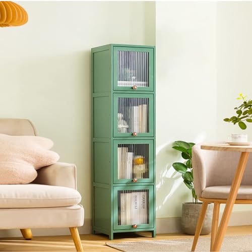 Bücherregal mit schmalem Boden, kleiner Wohnzimmerschrank mit abschließbarer Acryl-Klapptür, 30 x 32 x 139 cm, stilvoller grüner Haushalts-Nizer für Bücher und Dekoration Bücherregal mit schmalem Boden, kleiner Wohnzimmerschrank mit abschließbarer Acryl-Klapptür, 30 x 32 x 139 cm, stilvoller grüner Haushalts-Nizer für Bücher und Dekoration von Generisch