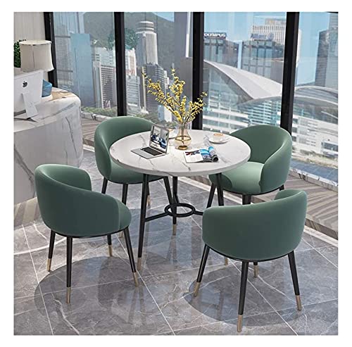 Büro Empfangsraum Kleiner Konferenztisch Set Freizeittisch und Stuhl Kombination Verhandlungstisch Modern Einfach Empfangsbereich Lounge 80cm Durchmesser (Grün-One Size) von Generisch