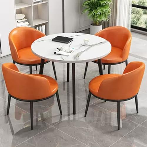 Büro Empfangsraum Tisch und Stuhl Set für 4 einfache runde Esstisch mit 4 Stühlen 80.0 cm Cafe Balkon Essmöbel Modern Orange Negotiation Schreibtisch Büro Empfangsraum Tisch und Stuhl Set für 4 einfache runde Esstisch mit 4 Stühlen 80.0 cm Cafe Balkon Essmöbel Modern Orange Negotiation Schreibtisch von Generisch