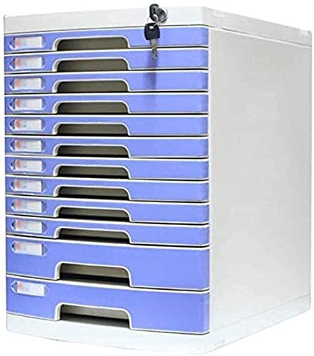 Büro-Schreibtisch-Aktenschrank mit Schloss, robuster Kunststoff-Kombinationsschrank, stabiler Datenspeicherschrank mit verdicktem Design, blaue Farbe (12 Schubladen) von Generisch
