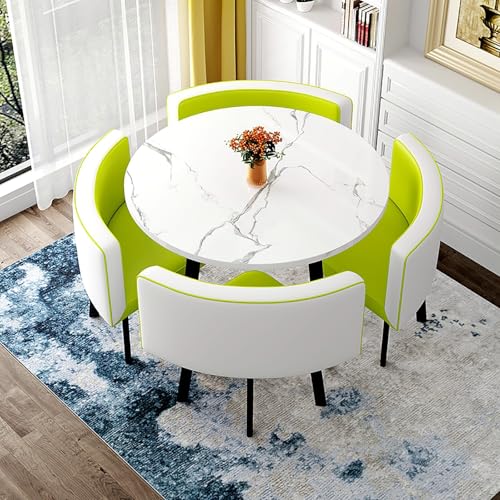 Büromöbel Set - Runder Tisch mit 4 Stühlen - Platzsparendes Design - Einfache Montage - Ideal für Küche, Esszimmer, Lounge, Wohnzimmer von Generisch