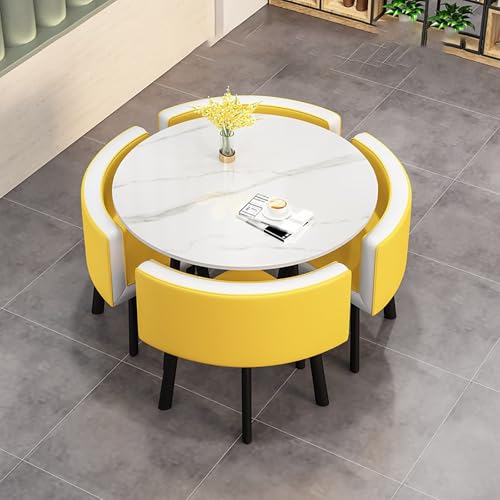 Büromöbel Set - Runder Tisch mit 4 Stühlen - Platzsparendes Design - Einfache Montage - Ideal für Küche, Esszimmer, Lounge, Wohnzimmer von Generisch
