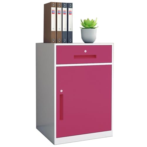 Büroschrank mit Schloss, vertikaler Aktenschrank aus Metall mit Türen, Aktenschrank unter dem Schreibtisch mit Schloss, Gelb, 2 Schubladen, Aktenschränke für Heimbüro (Farbe: Rosa, Größe: 1 Schublade) von Generisch