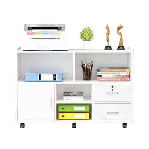 Büroschrank mit Schubladen und Druckerständer, mobiler Aktenschrank für Daten und Schreibtisch, Weiß Büroschrank mit Schubladen und Druckerständer, mobiler Aktenschrank für Daten und Schreibtisch, Weiß von Generisch