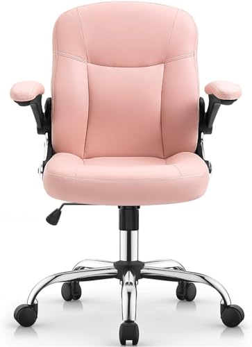 Bürostuhl, Gaming-Stuhl, Computerstuhl, Heimbüro-Stühle, rosafarbenes Leder, mit Rollen, Drehgelenk (Farbe: Pink) von Generisch