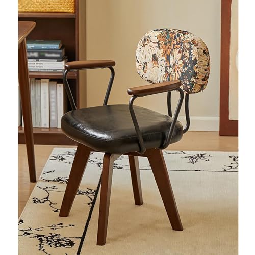 Bürostuhl Drehstuhl Kunstleder Mid Century Moderner Sessel mit Holzbeinen für Wohnzimmer oder Schlafzimmer - Ergonomisches Design, bequemes Sitzen von Generisch